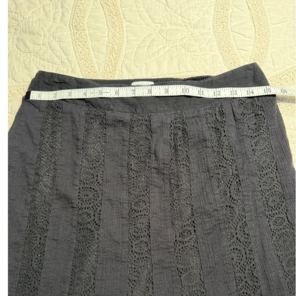 St. John's Bay Skirt Whimsigoth Black Crochet Lace‎ Cotton Gauze Festival Medium - Picture 3 of 7